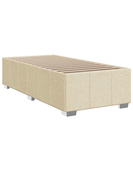 Letto Box Spring LED con Materasso Crema 90 x 200 cm Tessuto