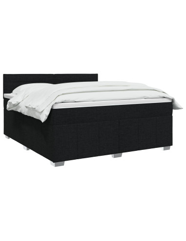 Letto Box Spring LED con Materasso Nero 180 x 200 cm Tessuto