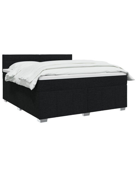 Letto Box Spring LED con Materasso Nero 180 x 200 cm Tessuto