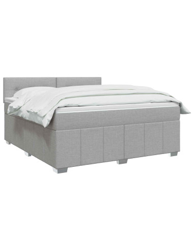 Letto Box Spring LED con Materasso Grigio Chiaro 180 x 200 cm