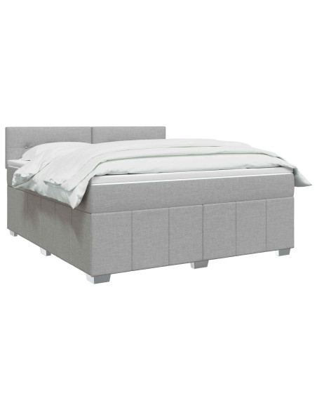 Letto Box Spring LED con Materasso Grigio Chiaro 180 x 200 cm