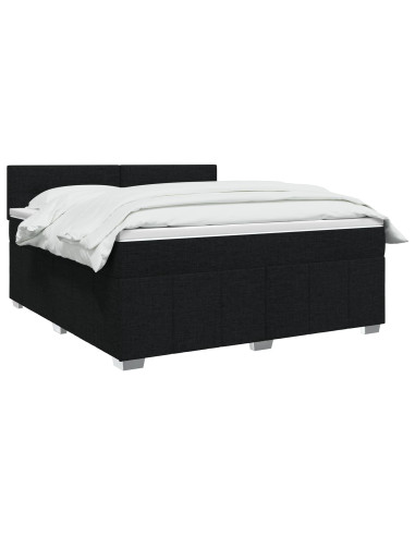 Letto Box Spring LED con Materasso Nero 180 x 200 cm Tessuto