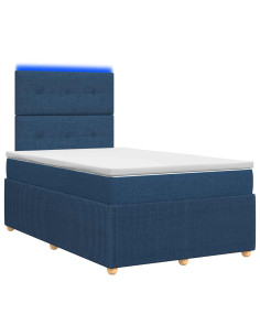 Letto Box Spring LED con Materasso Blu 120 x 190 cm Tessuto