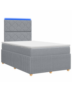 Letto Box Spring LED con Materasso Grigio Chiaro 120 x 190 cm