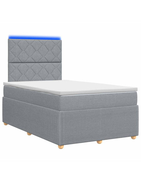 Letto Box Spring LED con Materasso Grigio Chiaro 120 x 190 cm