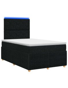 Letto Box Spring LED con Materasso Nero 120 x 190 cm Tessuto