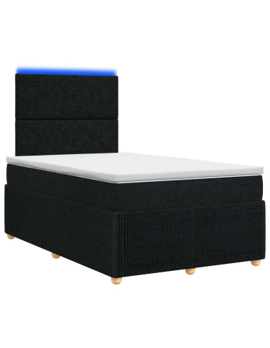 Letto Box Spring LED con Materasso Nero 120 x 190 cm Tessuto