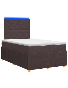 Letto Box Spring LED con Materasso Marrone Scuro 120 x 190 cm