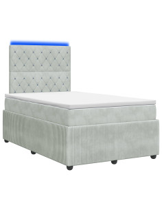 Letto Box Spring LED con Materasso Grigio Chiaro 120 x 190 cm