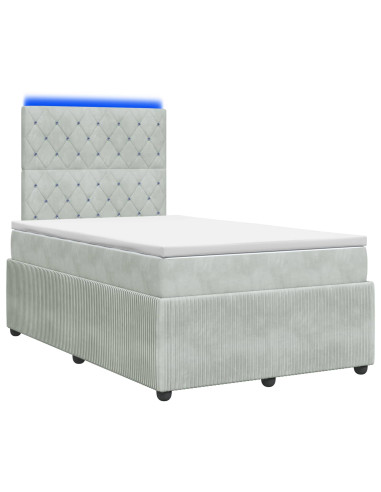 Letto Box Spring LED con Materasso Grigio Chiaro 120 x 190 cm