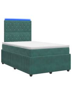 Letto Box Spring LED con Materasso Verde Scuro 120 x 190 cm