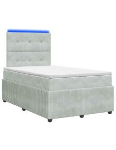 Letto Box Spring LED con Materasso Grigio Chiaro 120 x 190 cm
