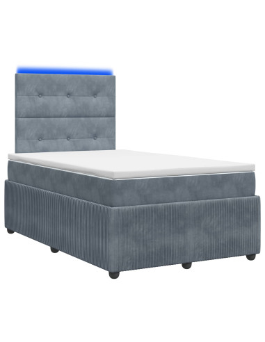 Letto Box Spring LED con Materasso Grigio Scuro 120 x 190 cm