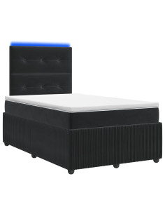 Letto Box Spring LED con Materasso Nero 120 x 190 cm Velluto