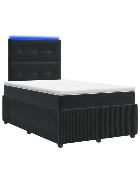 Letto Box Spring LED con Materasso Nero 120 x 190 cm Velluto