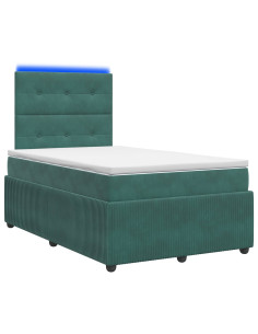 Letto Box Spring LED con Materasso Verde Scuro 120 x 190 cm