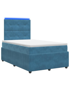 Letto Box Spring LED con Materasso Blu 120 x 190 cm Velluto