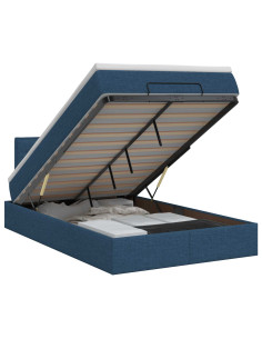 Letto ottomano con materasso Blu 120 x 190 cm Tessuto