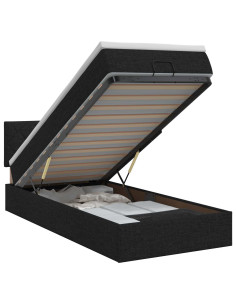 Letto ottomano con materasso Nero 80 x 200 cm Tessuto