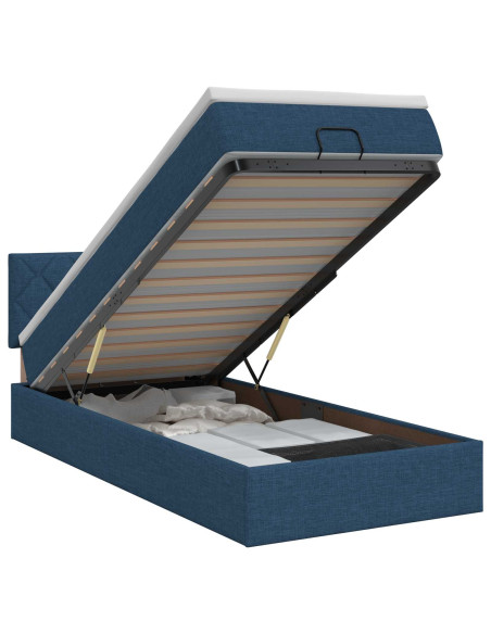 Letto ottomano con materasso Blu 80 x 200 cm Tessuto