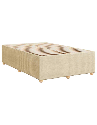 Letto Box Spring LED con Materasso Crema 120 x 190 cm Tessuto