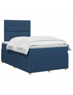 Letto Box Spring LED con Materasso Blu 120 x 190 cm Tessuto 2