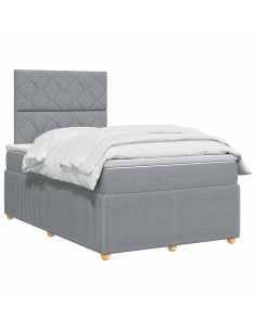 Letto Box Spring LED con Materasso Grigio Chiaro 120 x 190 cm 2