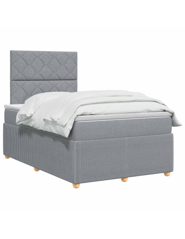 Letto Box Spring LED con Materasso Grigio Chiaro 120 x 190 cm