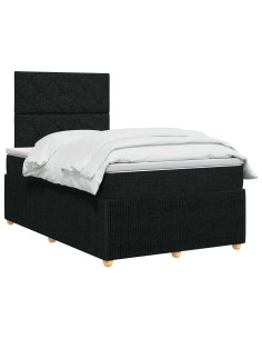 Letto Box Spring LED con Materasso Nero 120 x 190 cm Tessuto 2