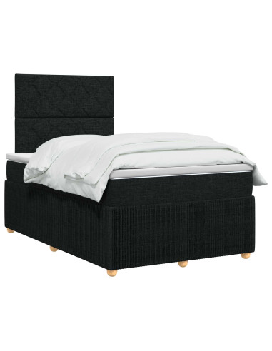 Letto Box Spring LED con Materasso Nero 120 x 190 cm Tessuto