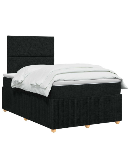 Letto Box Spring LED con Materasso Nero 120 x 190 cm Tessuto