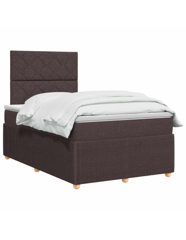 Letto Box Spring LED con Materasso Marrone Scuro 120 x 190 cm