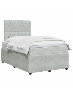 Letto Box Spring LED con Materasso Grigio Chiaro 120 x 190 cm 2