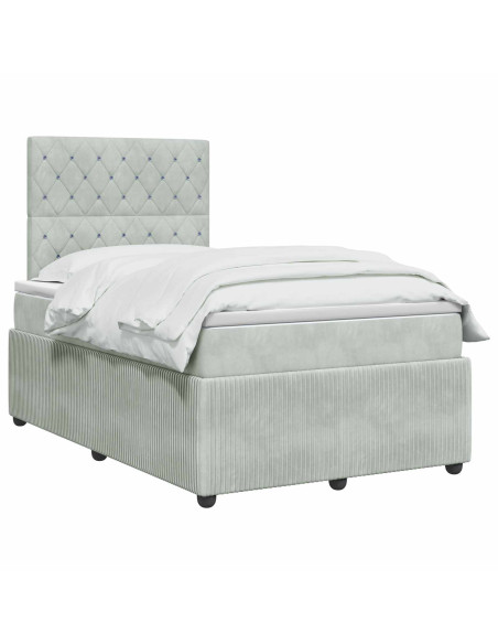 Letto Box Spring LED con Materasso Grigio Chiaro 120 x 190 cm