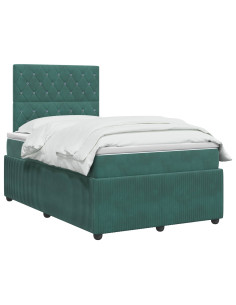 Letto Box Spring LED con Materasso Verde Scuro 120 x 190 cm 2