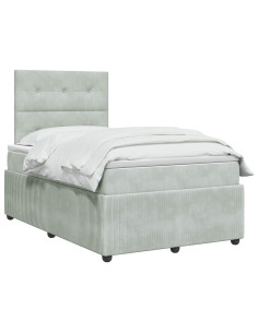 Letto Box Spring LED con Materasso Grigio Chiaro 120 x 190 cm 2