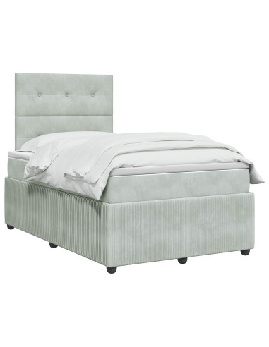 Letto Box Spring LED con Materasso Grigio Chiaro 120 x 190 cm