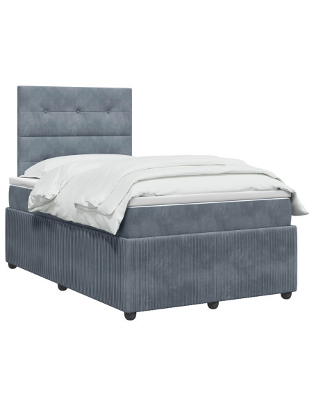 Letto Box Spring LED con Materasso Grigio Scuro 120 x 190 cm
