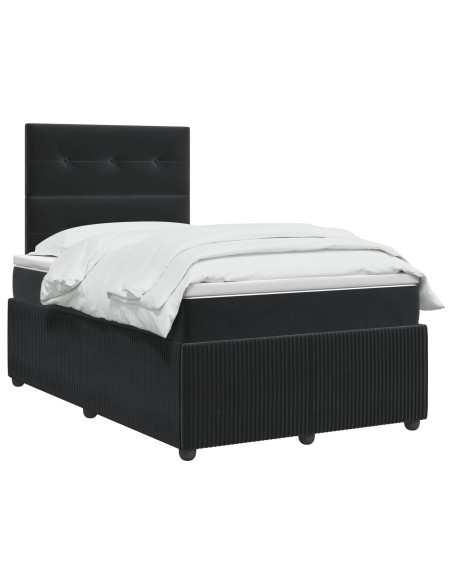 Letto Box Spring LED con Materasso Nero 120 x 190 cm Velluto
