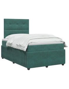 Letto Box Spring LED con Materasso Verde Scuro 120 x 190 cm 2