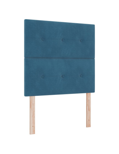 Letto Box Spring LED con Materasso Blu 120 x 190 cm Velluto