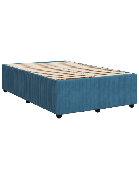 Letto Box Spring LED con Materasso Blu 120 x 190 cm Velluto