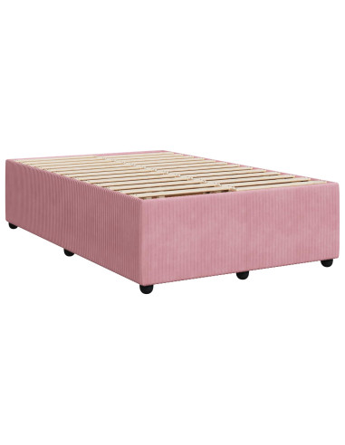 Letto Box Spring LED con Materasso Rosa 120 x 190 cm Velluto