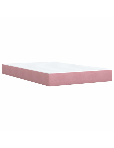 Letto Box Spring LED con Materasso Rosa 120 x 190 cm Velluto