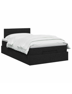 Letto ottomano con materasso Nero 120 x 190 cm Tessuto 2