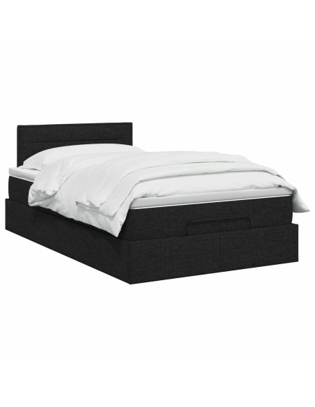 Letto ottomano con materasso Nero 120 x 190 cm Tessuto
