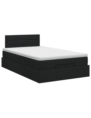 Letto ottomano con materasso Nero 120 x 190 cm Tessuto