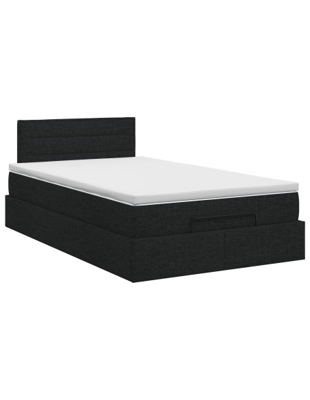 Letto ottomano con materasso Nero 120 x 190 cm Tessuto