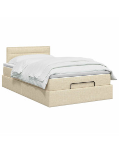 Letto ottomano con materasso Crema 120 x 190 cm Tessuto 2
