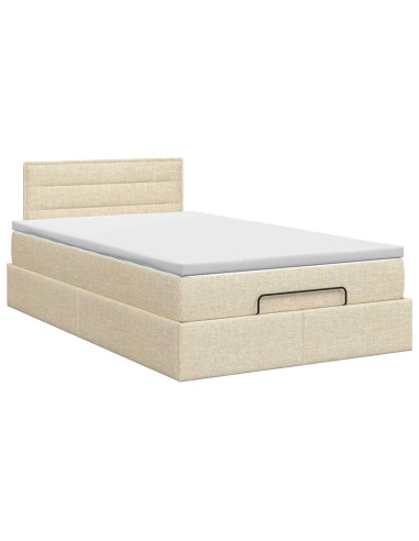 Letto ottomano con materasso Crema 120 x 190 cm Tessuto